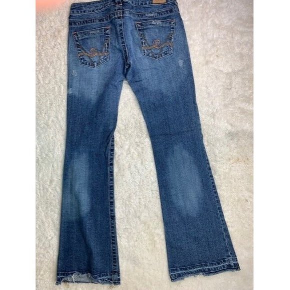 Clothes Compact Size 7 Womens Jeans Bling Flared Low Rise Med Stretch Di… - Picture 2 of 4